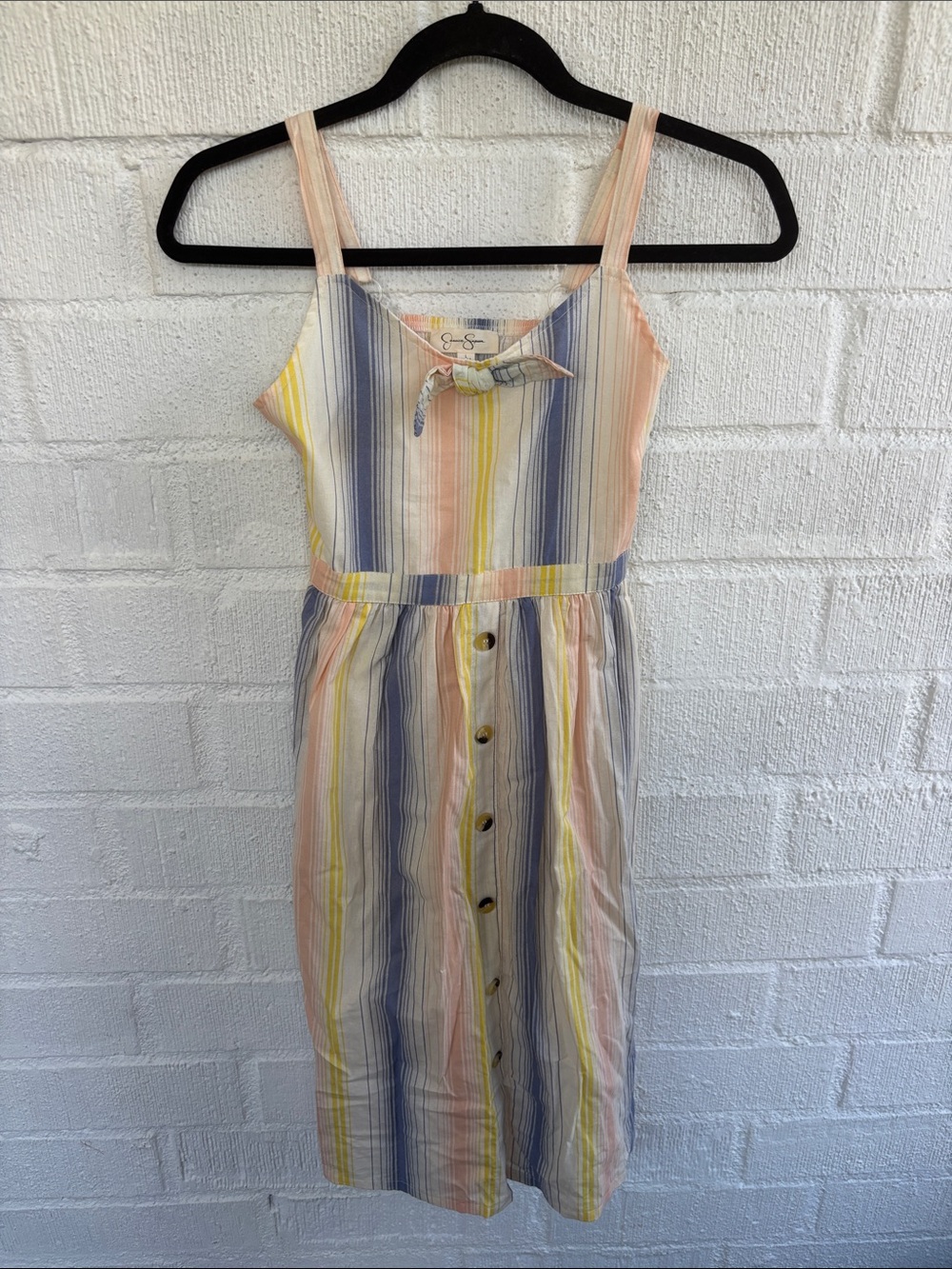 Jessica Simpson Girls' Striped Sundress in Yellow, Blue & Peach sz L/14/16